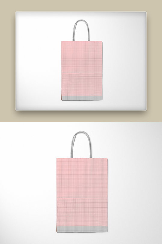 粉红色纸质底纹文创产品手提袋样机