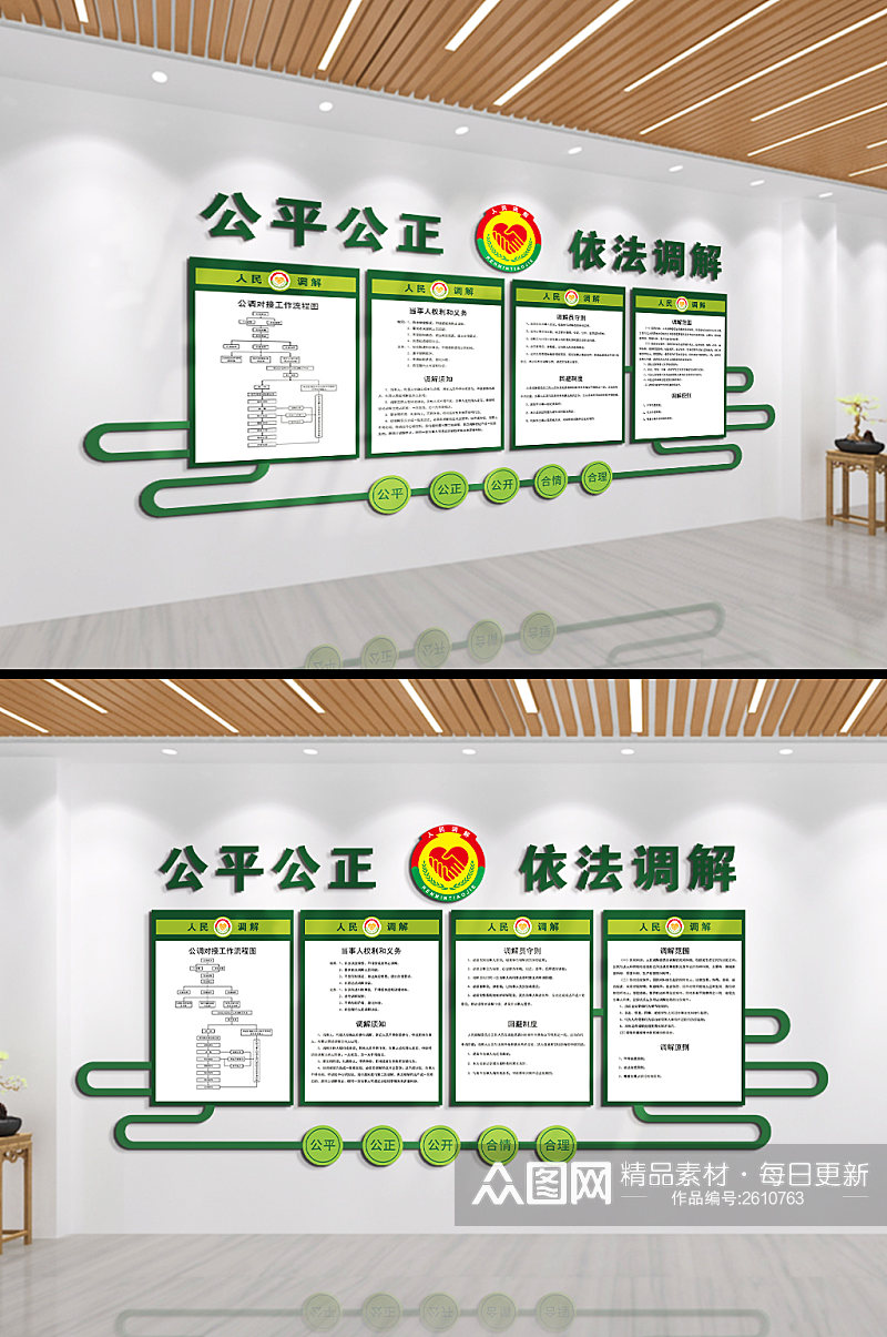 公平公正依法调解文化墙素材