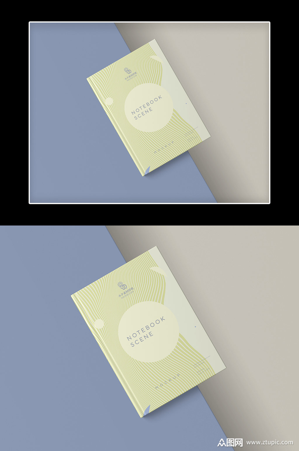 小清新绿色封面笔记本样机素材