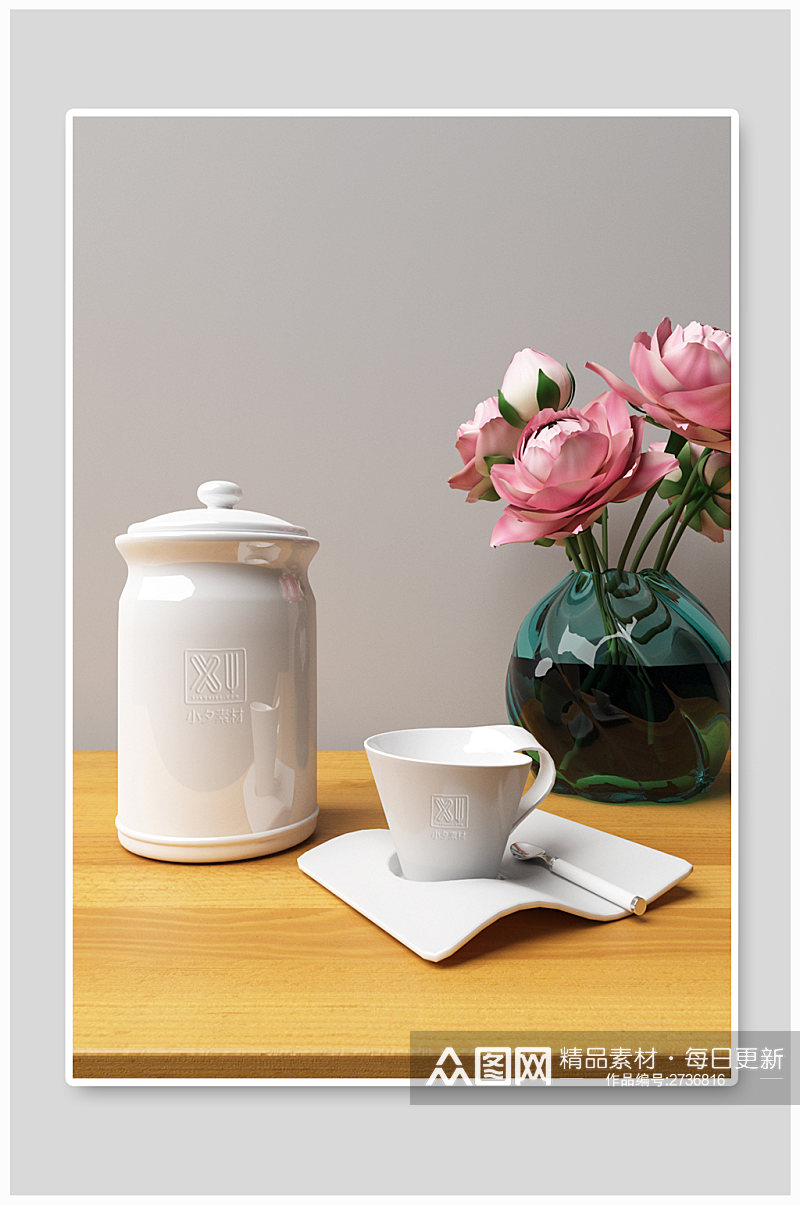 茶具产品名片包装效果vi智能贴图展示样机素材