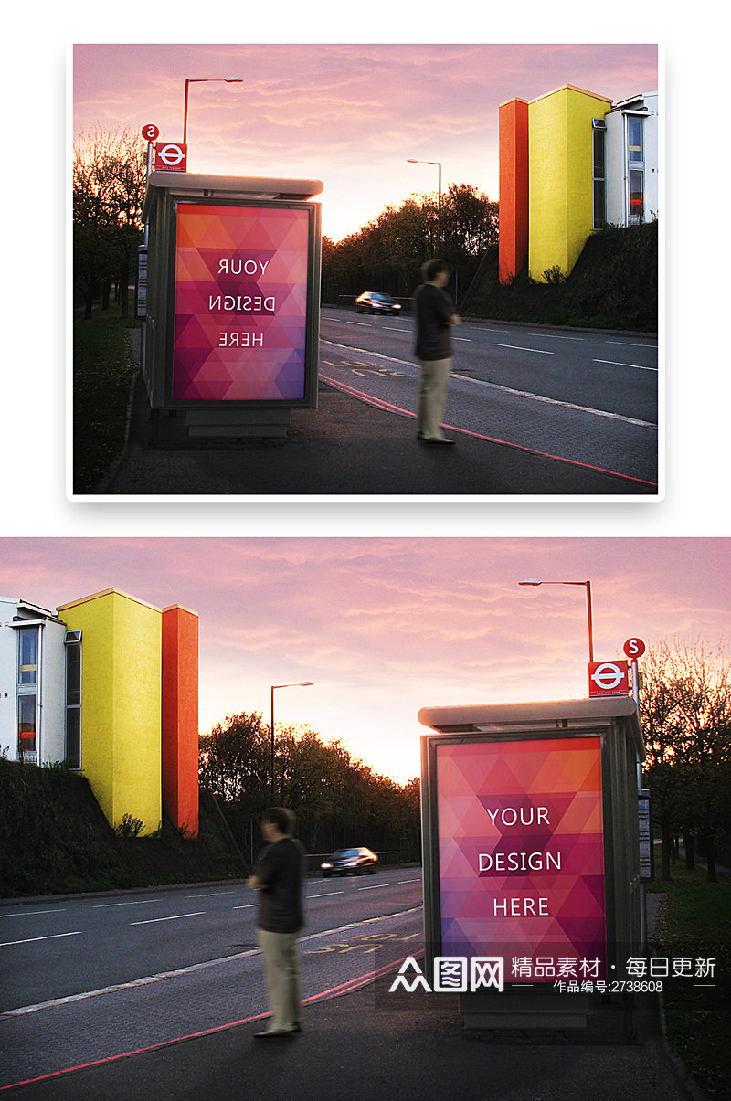 室外公交牌创意广告牌样机素材