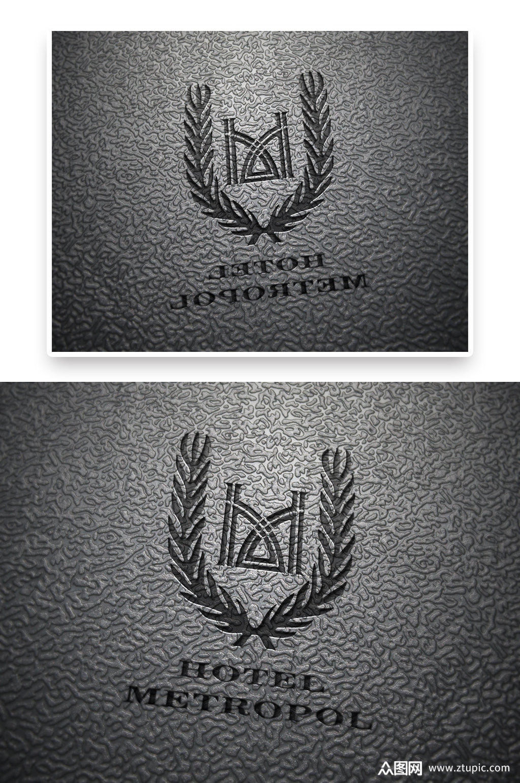 创意皮革材质logo标志标识样机