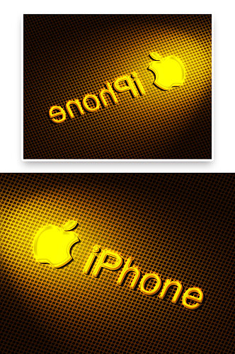 黄色苹果手机LOGO标志标识样机