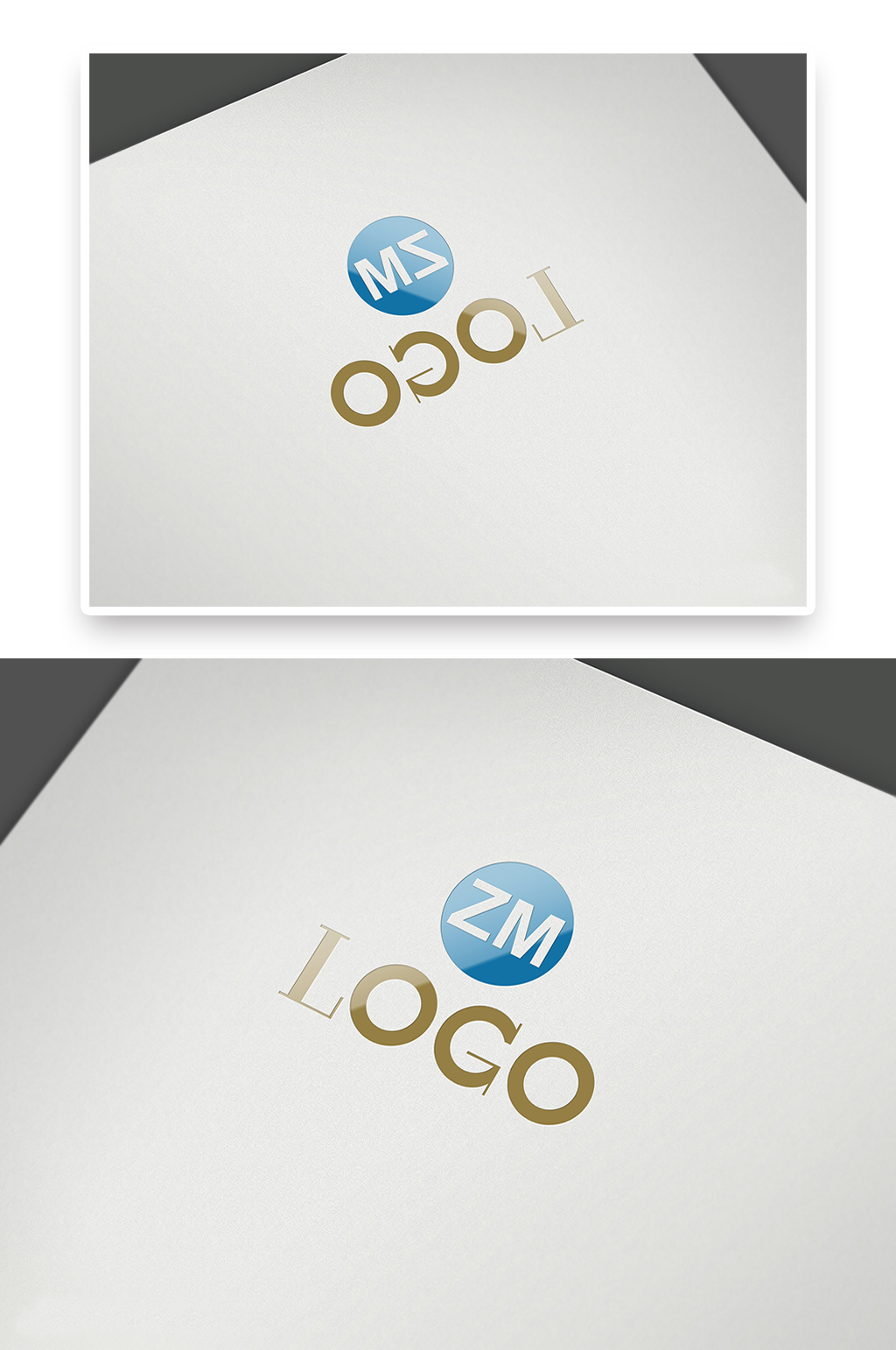 时尚纸张材质LOGO标志标识样机素材