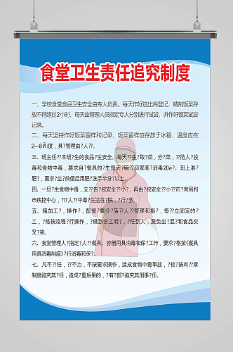 食堂卫生责任追究制度牌蓝色制度牌