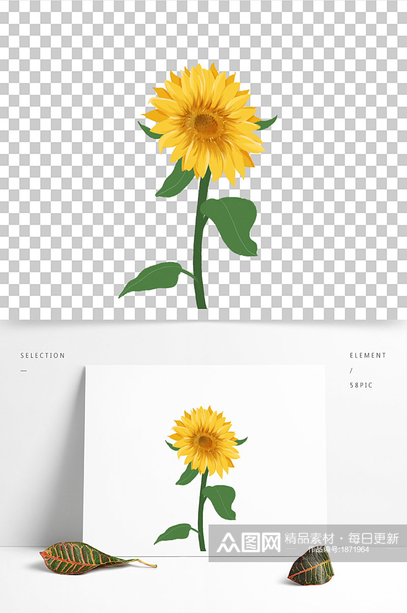 原创手绘向日葵夏天花卉素材素材