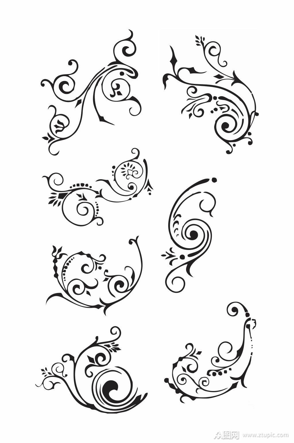 装饰元素黑白线条高档矢量素材