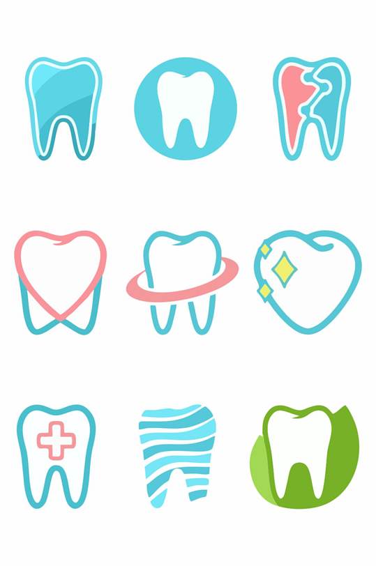 创意牙齿标志图片牙科手绘图矢量