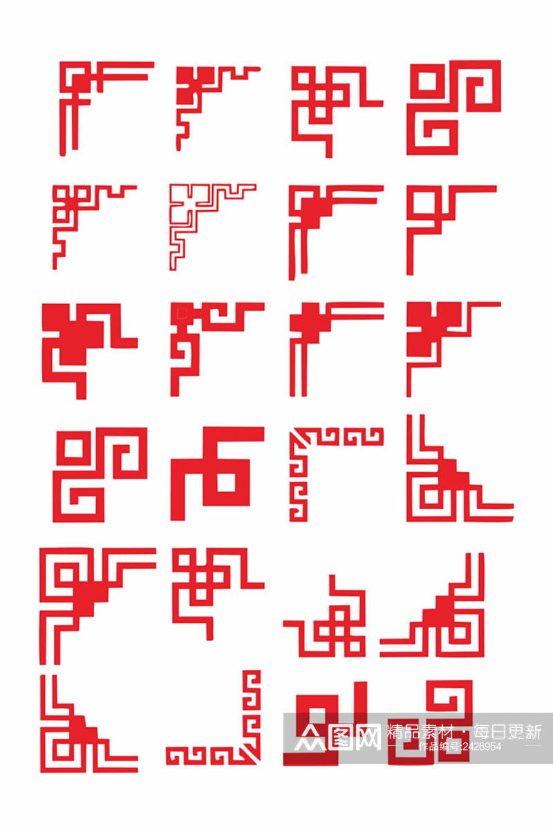 红色古典中式边框元素图片矢量元素素材