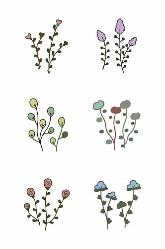 彩色清新小植物装饰元素矢量图片