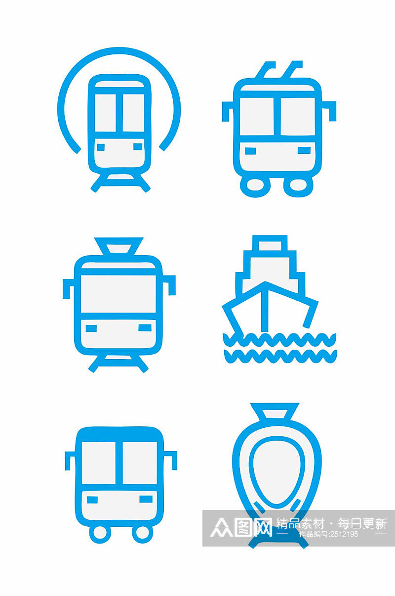手机图标线性车子火车高铁邮轮常用ui元素素材