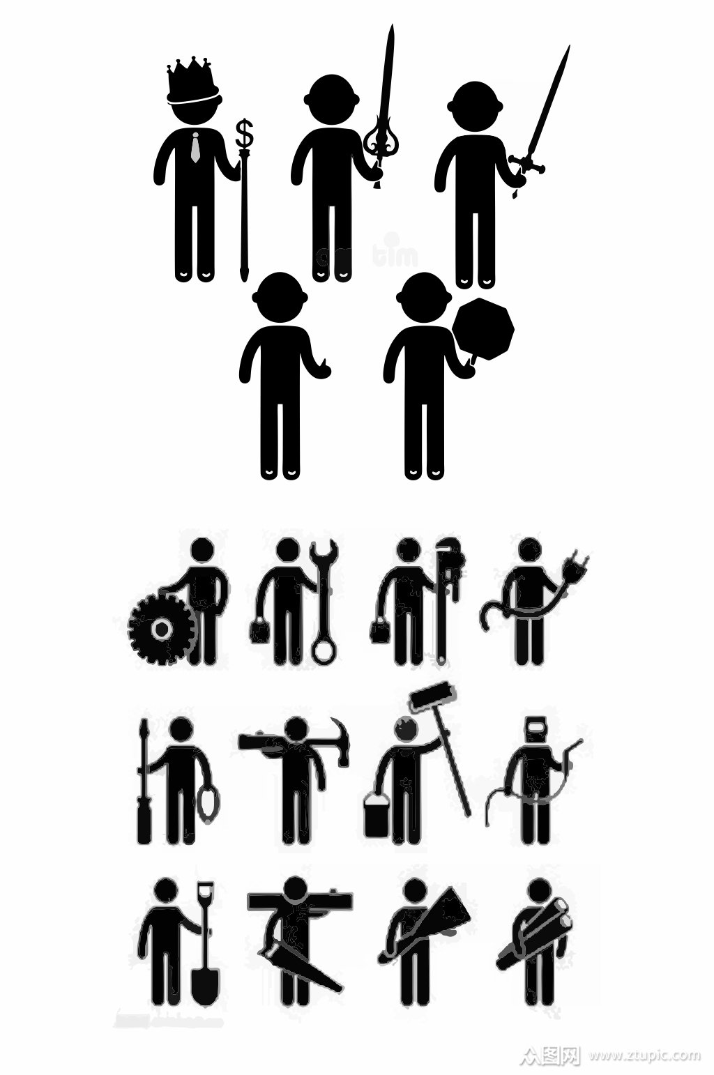 小黑人动作元素矢量cdr素材