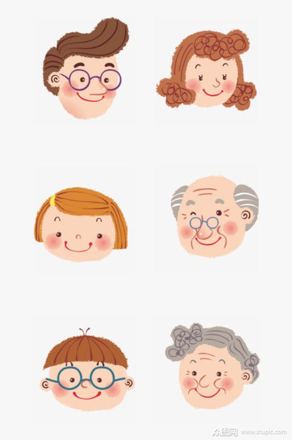 幸福的一家人头像合集元素免扣cdr