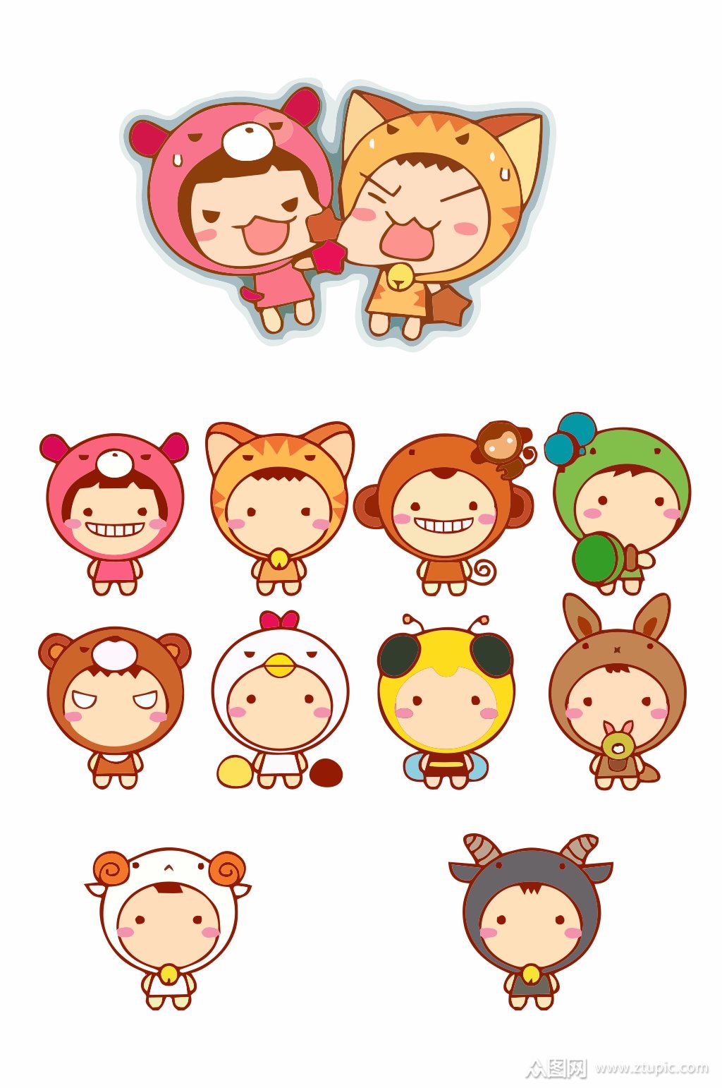 卡通人物形象设计幼儿元素矢量cdr