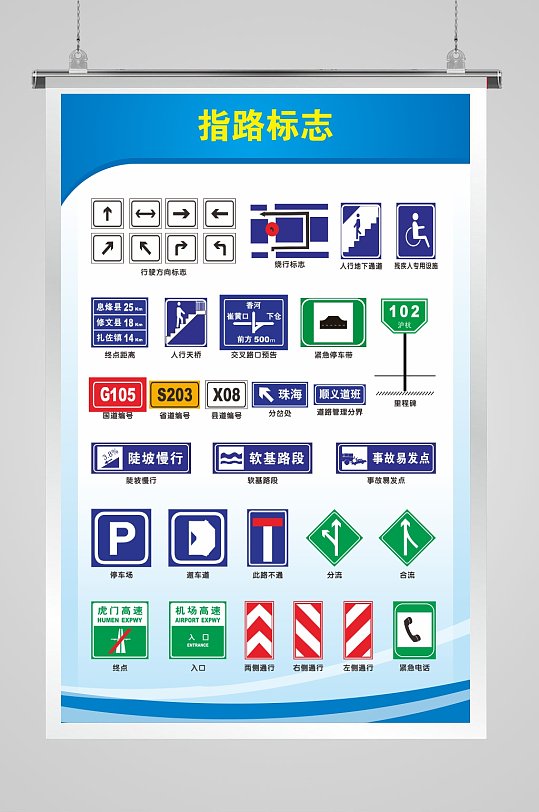 指路标志户外宣传告知海报蓝色标志牌