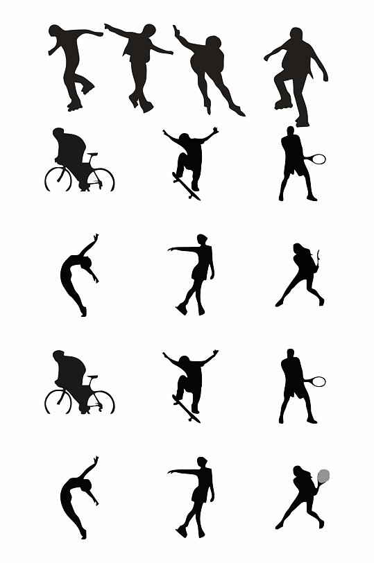 运动滑冰黑人矢量元素cdr