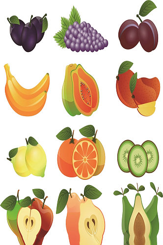 卡通水果免扣元素png香蕉菠萝