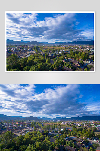 大气丽江束河古镇全景