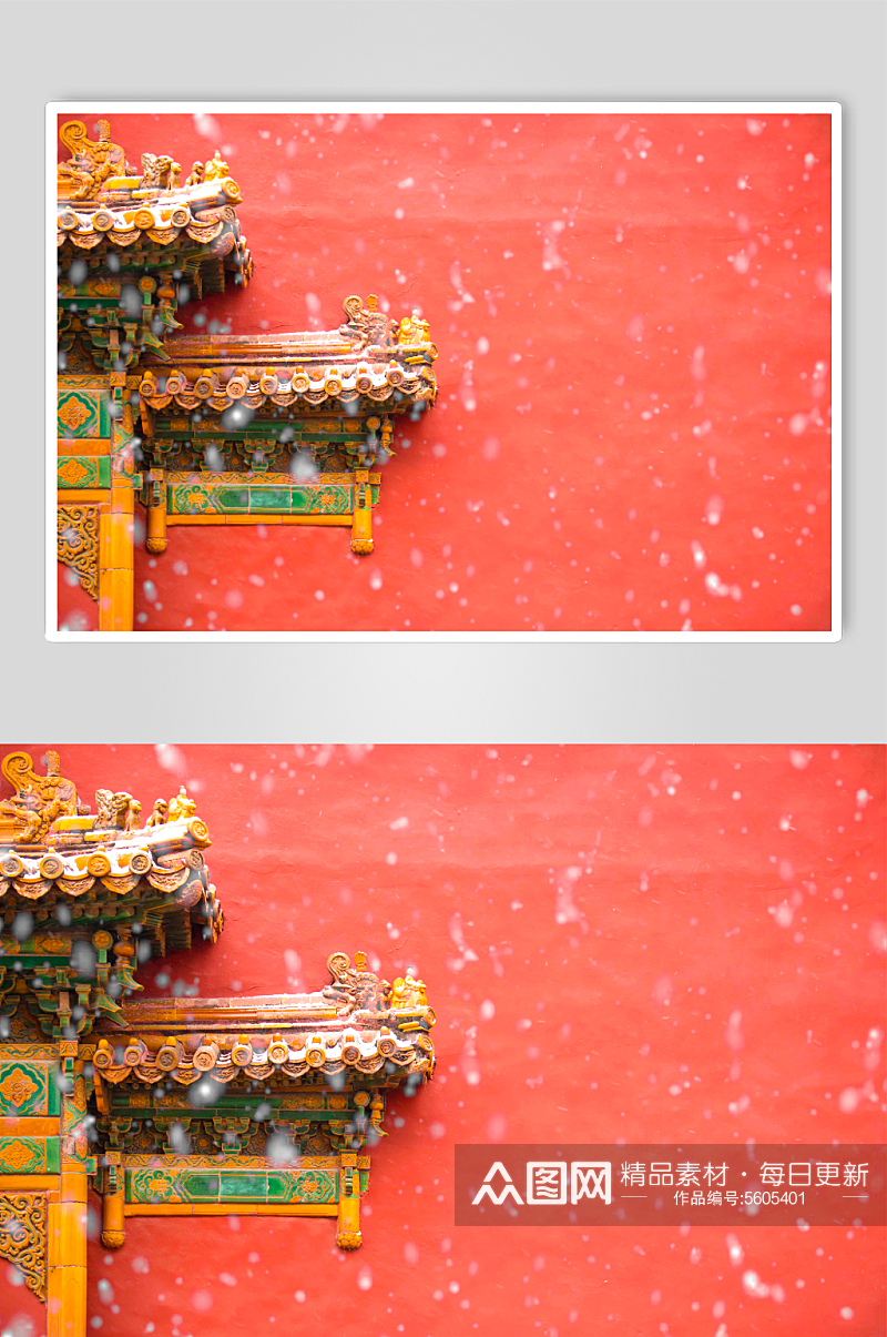 北京故宫红墙的雪景图片素材