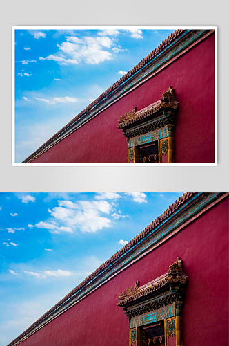 北京故宫建筑的红色背景图片