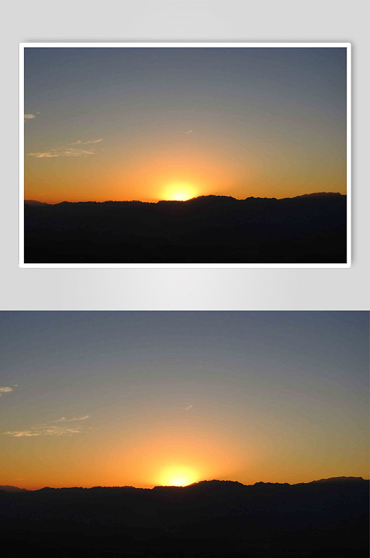 腾冲夕阳西下的天空和山脉实拍图片