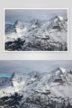 山峰雪景风景摄影图
