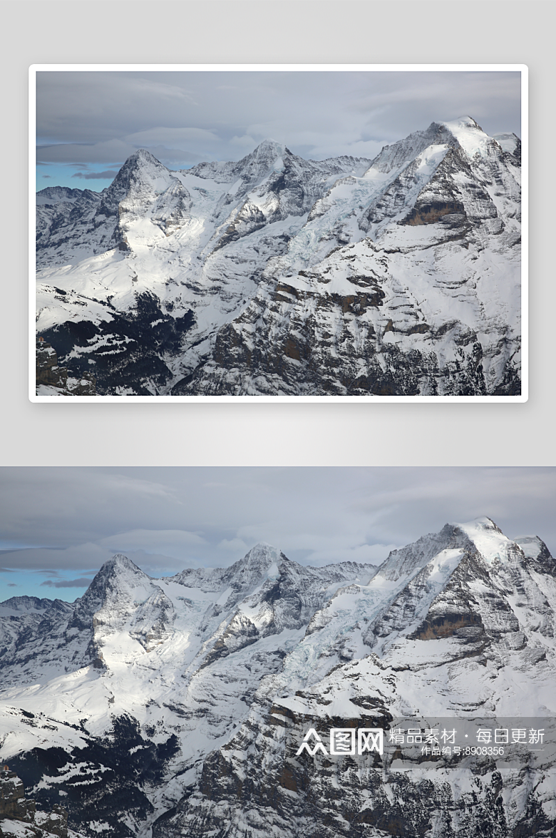山峰雪景风景摄影图素材