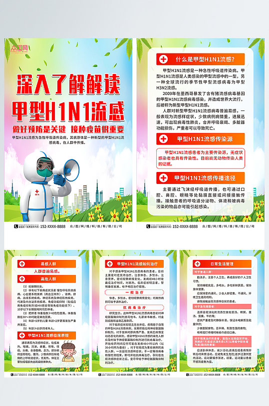 大气甲型H1N1流感防治知识医疗展板