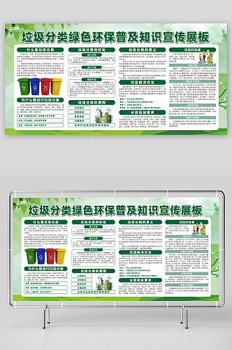 简约绿色环保垃圾分类宣传展板