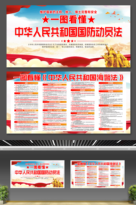 图解中华人民共和国国防动员法党建展板