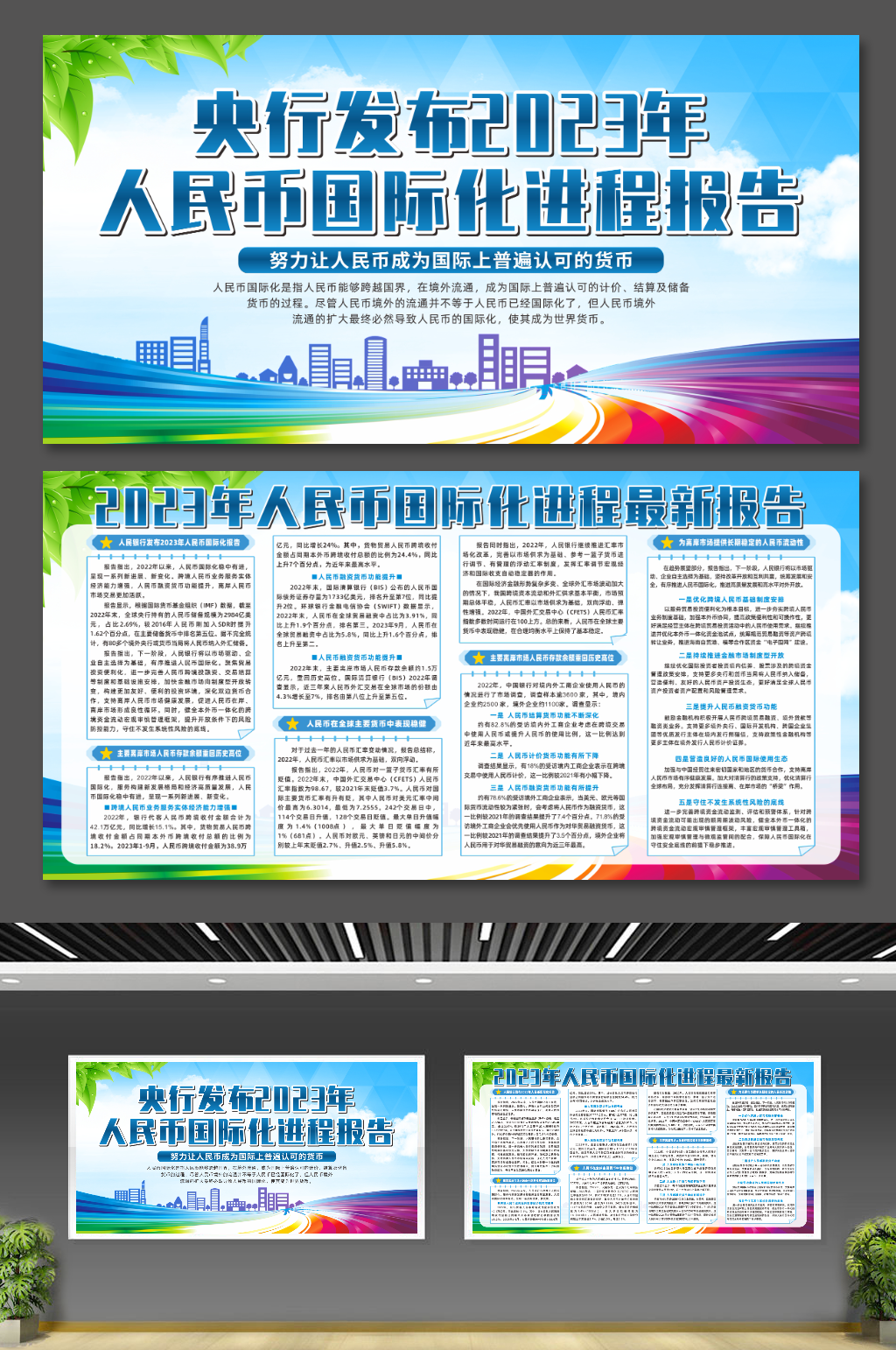 央行发布2023年人民币国际化报告展板素材
