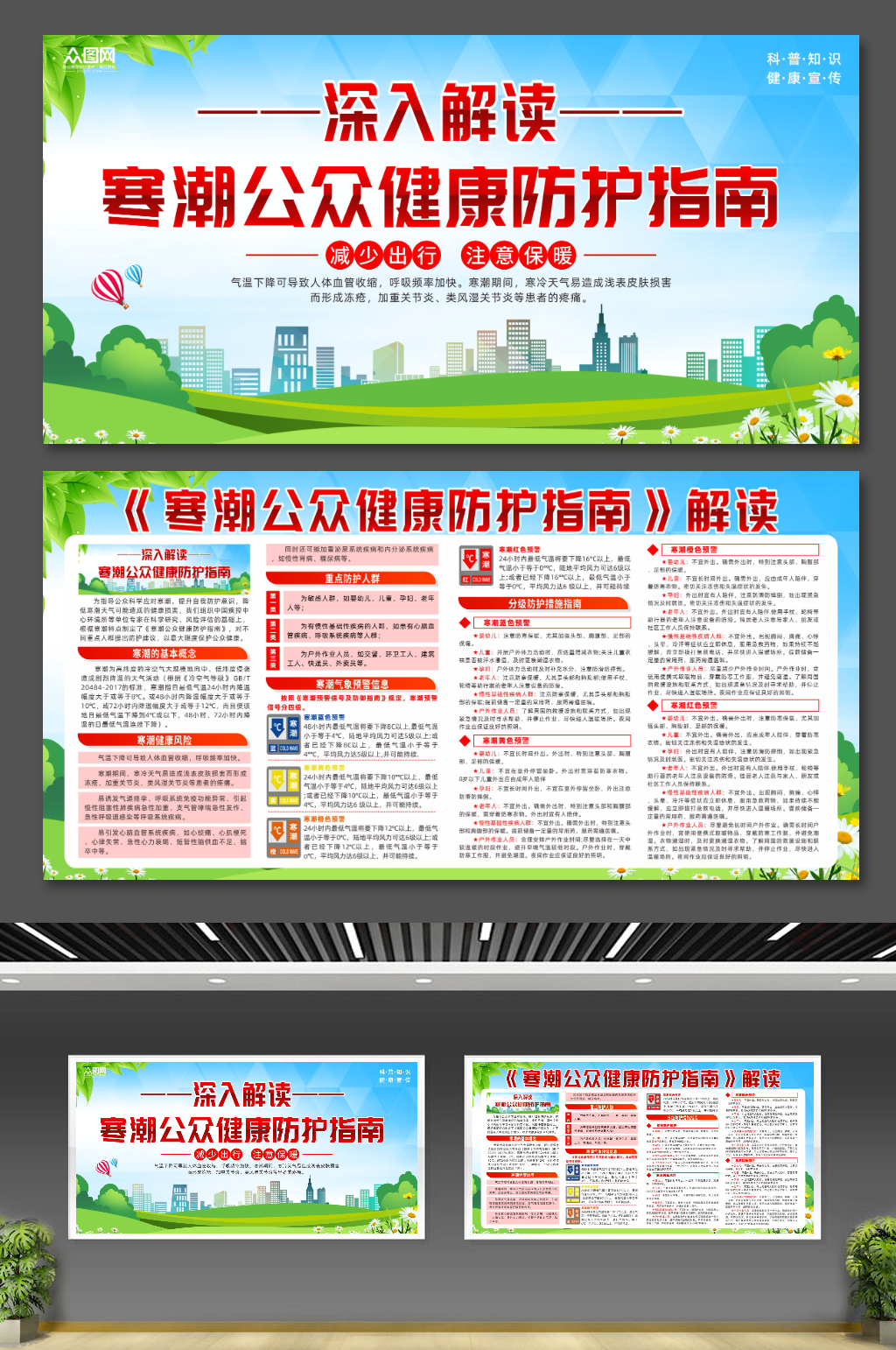 寒潮公众健康防护指南科普知识展板素材