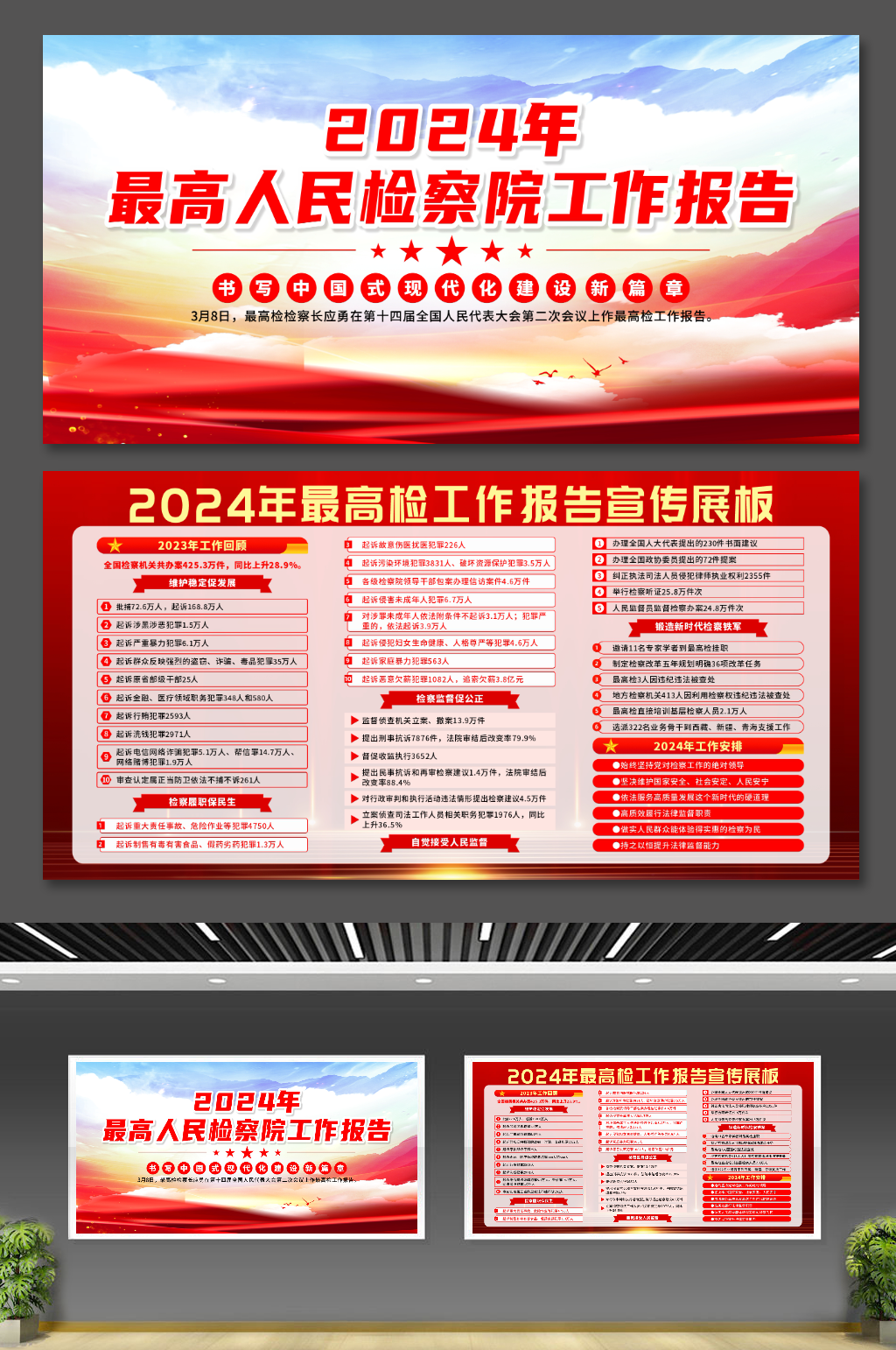 2024年最高人民检察院工作报告党建展板素材