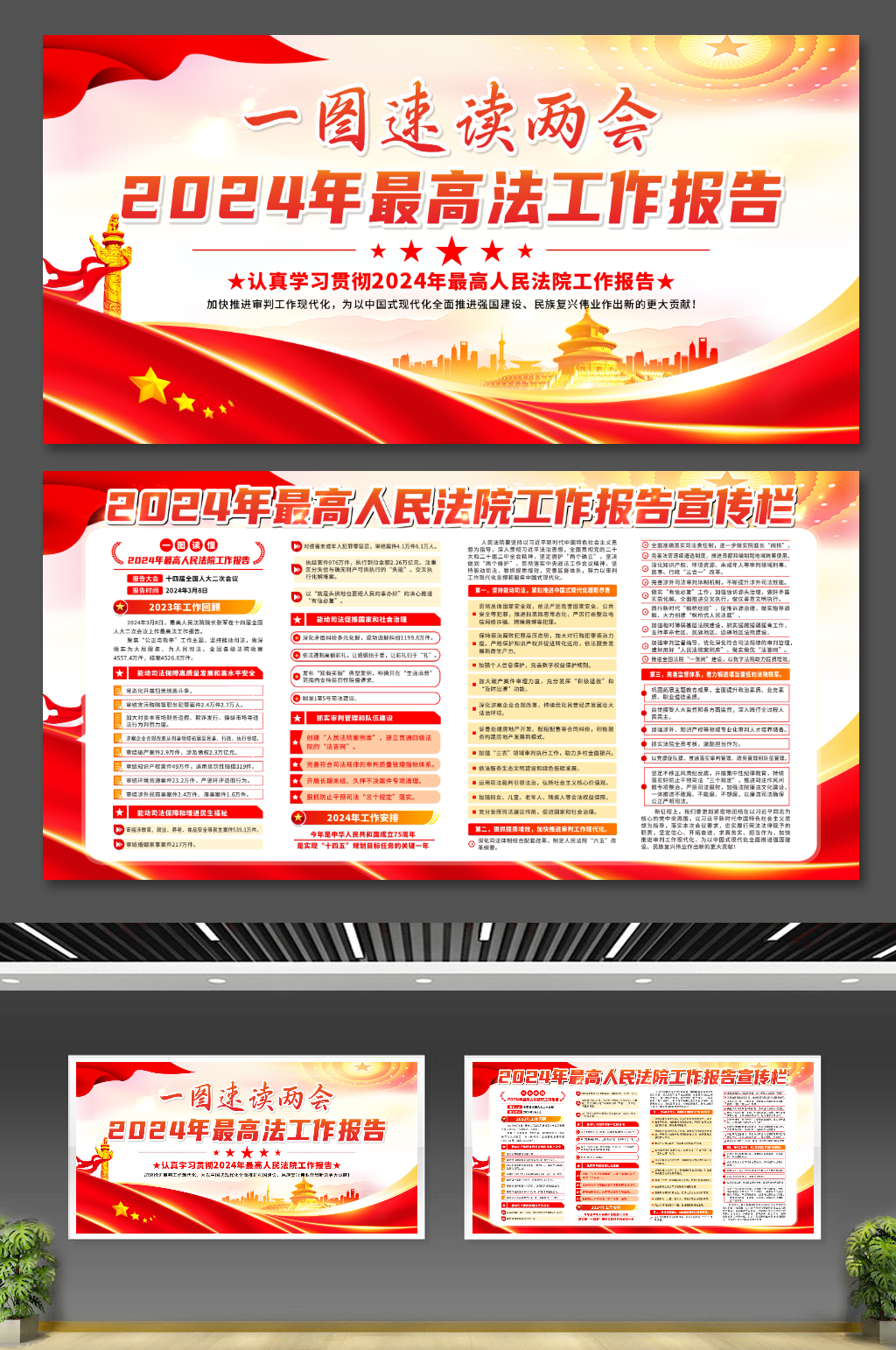 2024年最高人民法院工作报告党建展板素材