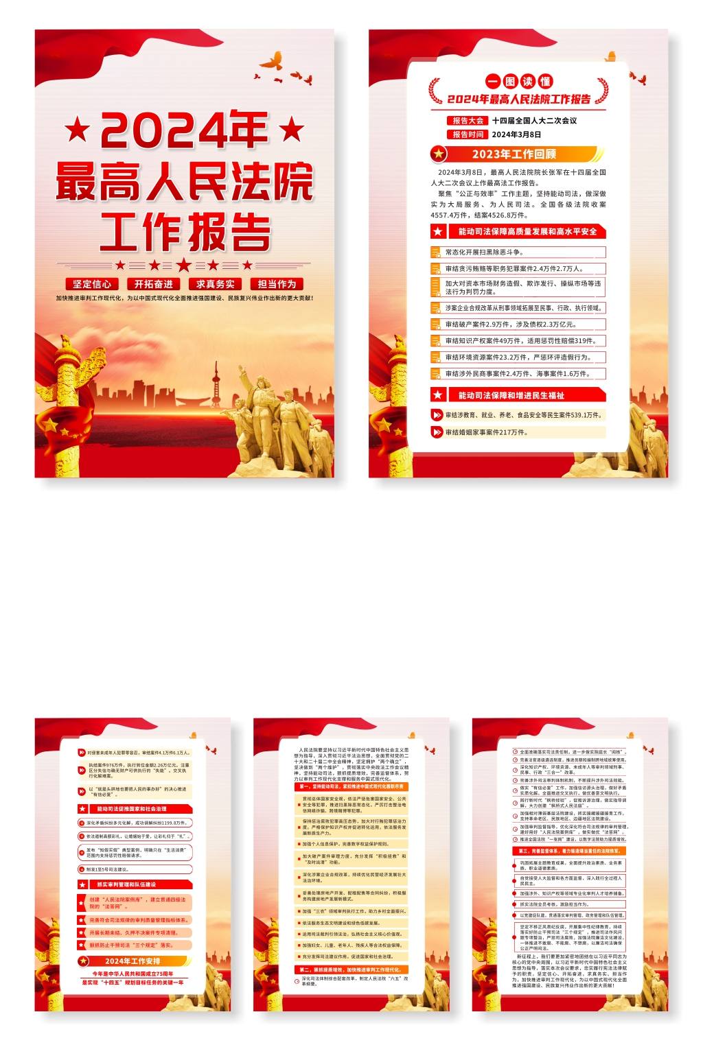 2024年最高人民法院工作报告党建海报素材