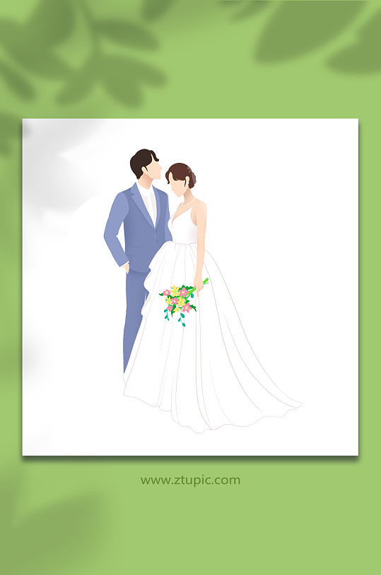 新郎新娘婚礼人物插画元素