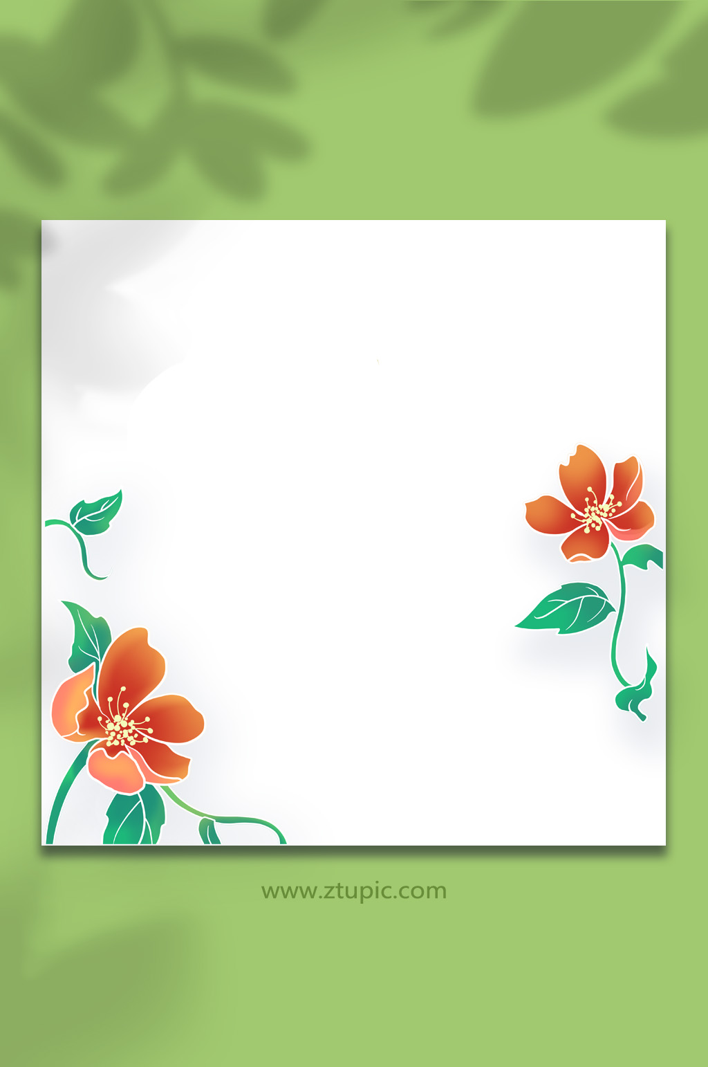 手绘古风花卉元素插画素材