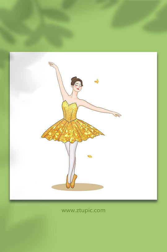 手绘卡通芭蕾舞蹈表演人物女孩插画