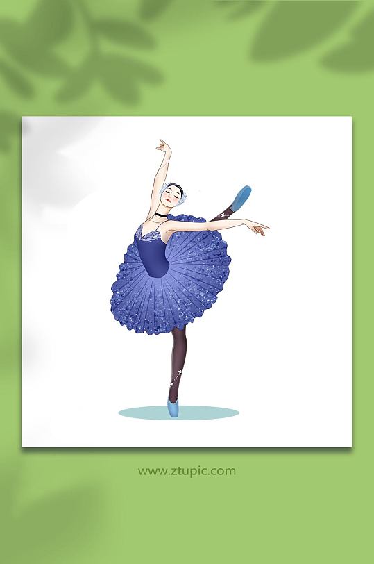 手绘芭蕾舞蹈表演动作人物女孩元素插画