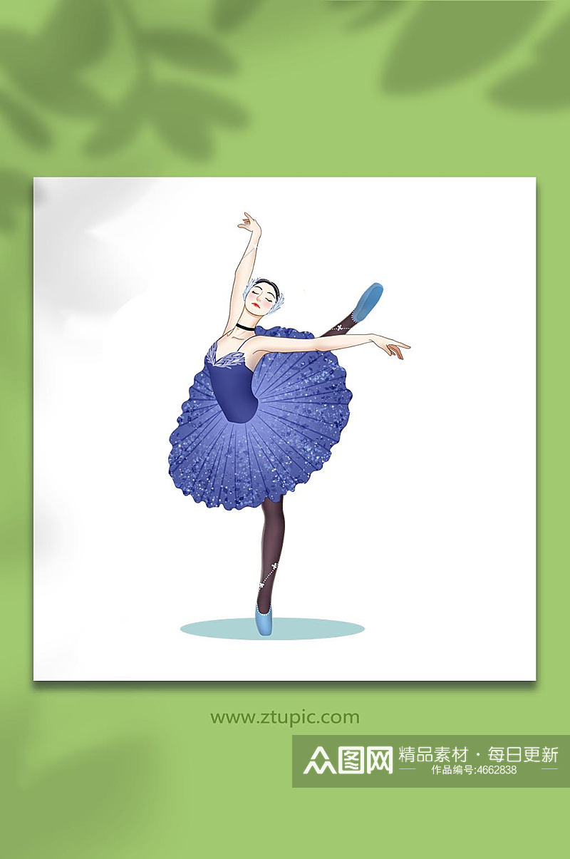 手绘芭蕾舞蹈表演动作人物女孩元素插画素材