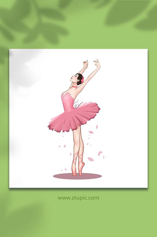 手绘唯美舞蹈表演人物女孩元素插画-众图网