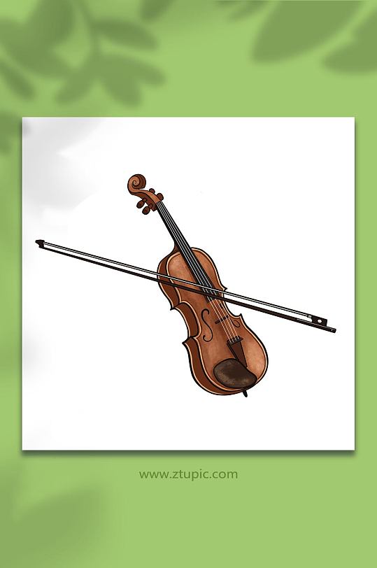 手绘卡通小提琴乐器元素插画-众图网