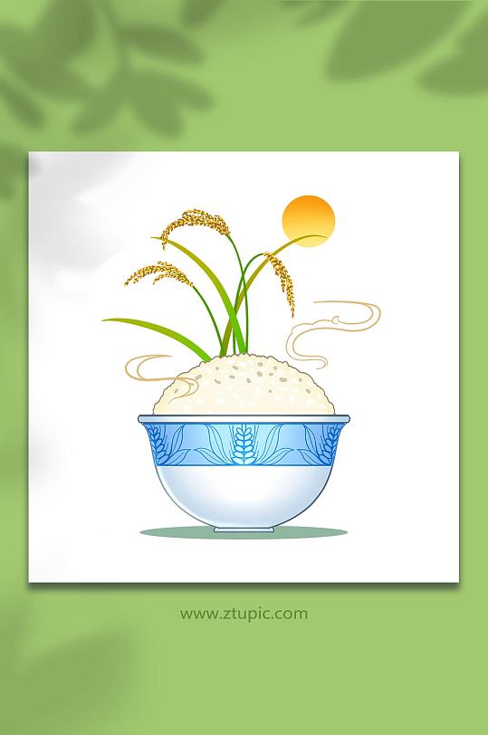 手绘卡通大米粮食米饭包装元素插画