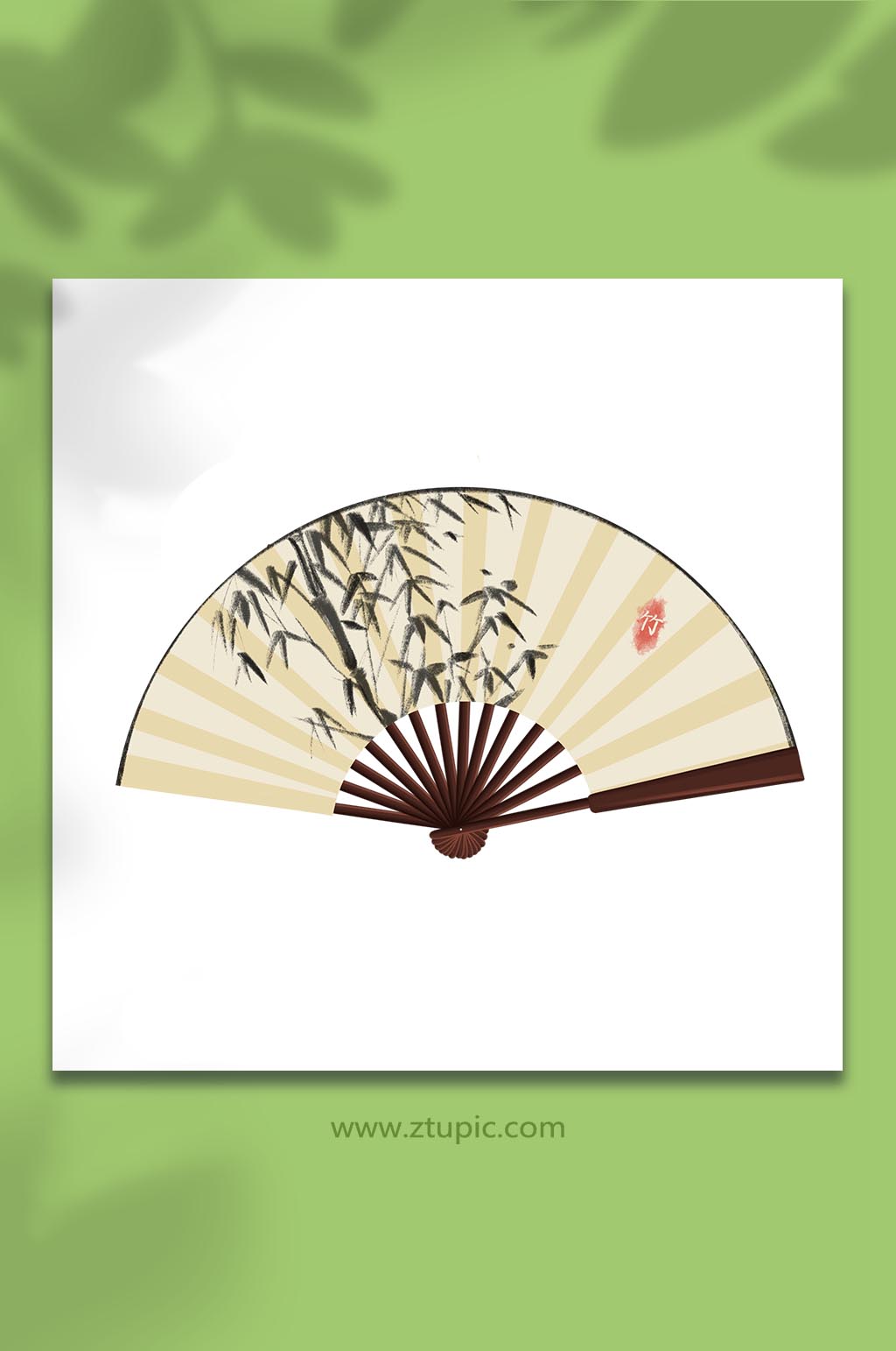手绘卡通国潮琴棋书画扇子元素插画素材