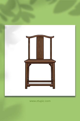 手绘卡通国潮古典木质家具椅子元素插画