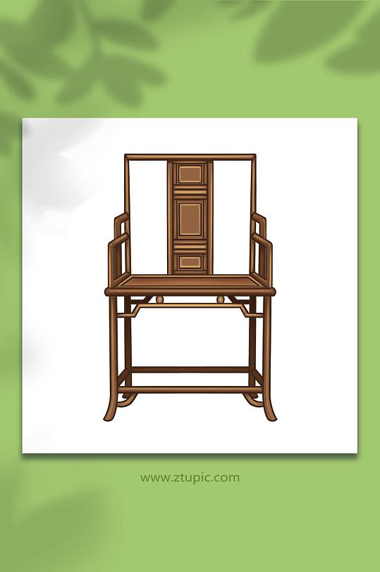 手绘卡通复古古典木质家具椅子元素插画