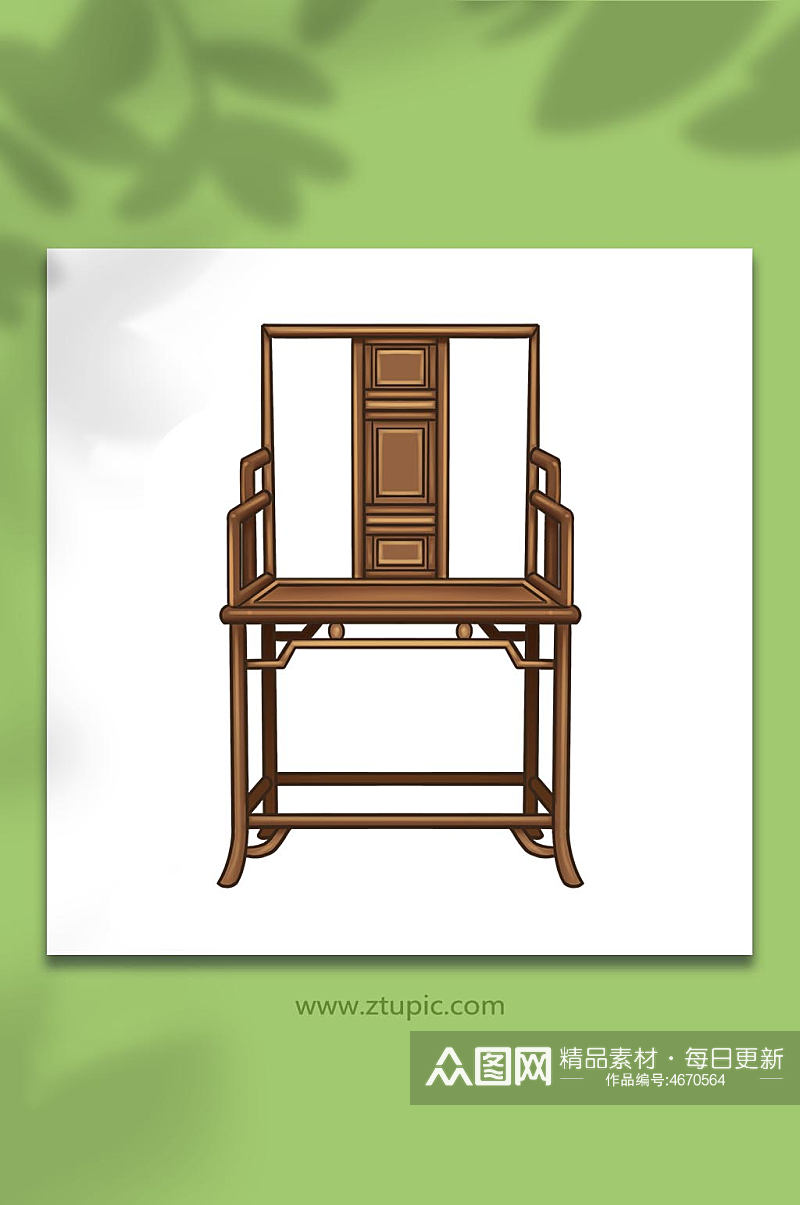 手绘卡通复古古典木质家具椅子元素插画素材