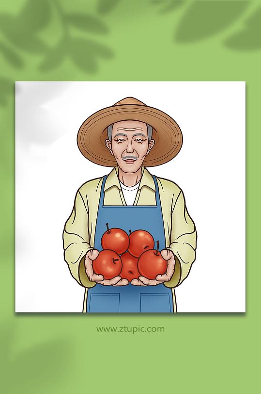 手绘卡通人物农民果农原创插画-众图网