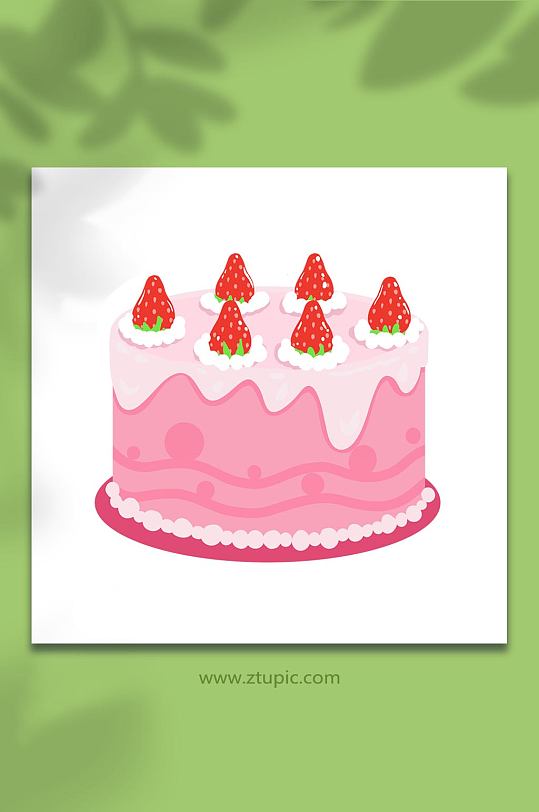 手绘卡通草莓蛋糕甜品零食原创插画