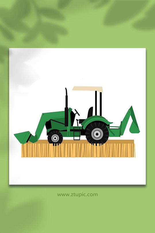 手绘卡通农业机械挖土机原创插画